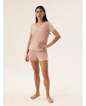 Piżama damska Henderson Ladies 42679 Noves kr/r – wiskoza, dekolt „V”, krótkie spodenki