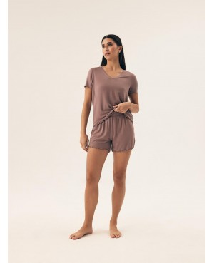 Piżama damska Henderson Ladies 42679 Noves kr/r – wiskoza, dekolt „V”, krótkie spodenki