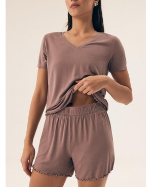 Piżama damska Henderson Ladies 42679 Noves kr/r – wiskoza, dekolt „V”, krótkie spodenki