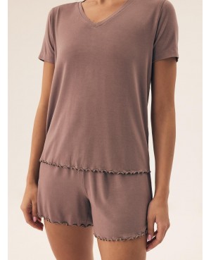 Piżama damska Henderson Ladies 42679 Noves kr/r – wiskoza, dekolt „V”, krótkie spodenki