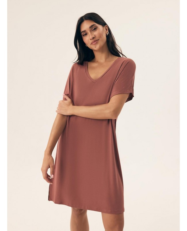 Koszula damska Henderson Ladies 43041 Noves kr/r – wiskoza, oversize, dekolt „V”, S–2XL