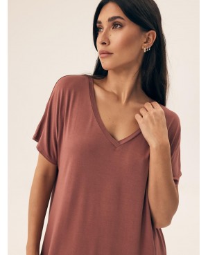 Koszula damska Henderson Ladies 43041 Noves kr/r – wiskoza, oversize, dekolt „V”, S–2XL