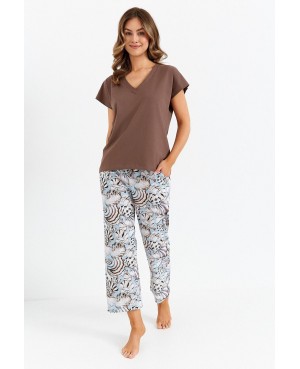 Piżama damska Cana 485 kr/r – bawełna, spodnie 7/8, kieszenie, M–XL