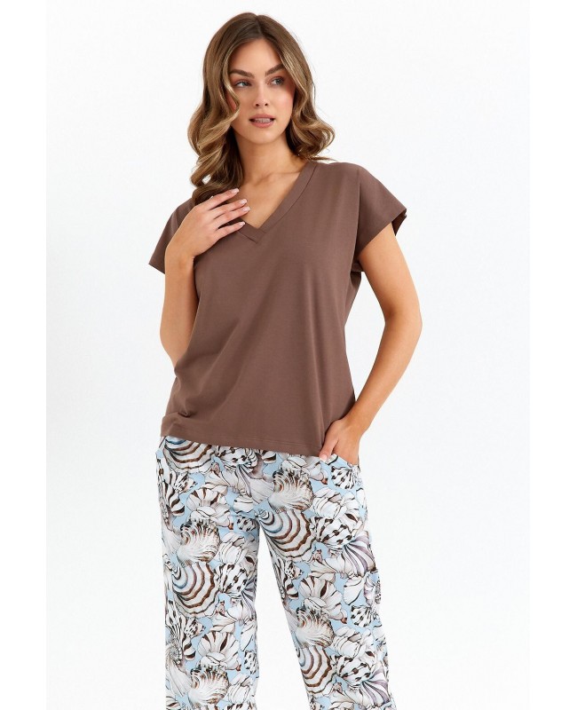 Piżama damska Cana 485 kr/r – bawełna, spodnie 7/8, kieszenie, M–XL