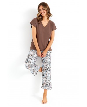 Piżama damska Cana 485 kr/r – bawełna, spodnie 7/8, kieszenie, M–XL