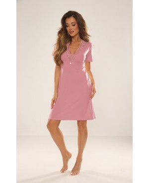 Koszula nocna De Lafense 640 Noela S–2XL – wiskoza, koronka, krótki rękaw