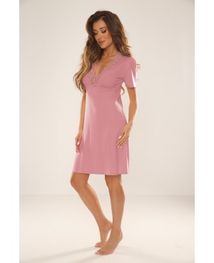 Koszula nocna De Lafense 640 Noela S–2XL – wiskoza, koronka, krótki rękaw