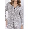 Piżama damska rozpinana LEVEZA BRONIA 1609, 100% bawełna, piaskowo-czarna, M-2XL