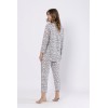Piżama damska rozpinana LEVEZA BRONIA 1609, 100% bawełna, piaskowo-czarna, M-2XL