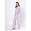 Piżama damska LEVEZA JUDYTA 1613, 100% bawełna, liliowa w paski, M-2XL