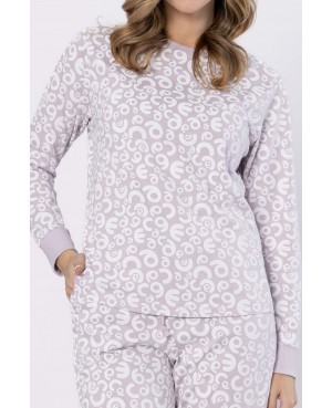 Piżama damska (homewear) LEVEZA ZOJA 1615, 100% bawełna, liliowa z literkami, S-2XL