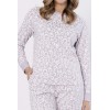 Piżama damska (homewear) LEVEZA ZOJA 1615, 100% bawełna, liliowa z literkami, S-2XL