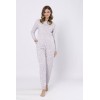 Piżama damska (homewear) LEVEZA ZOJA 1615, 100% bawełna, liliowa z literkami, S-2XL