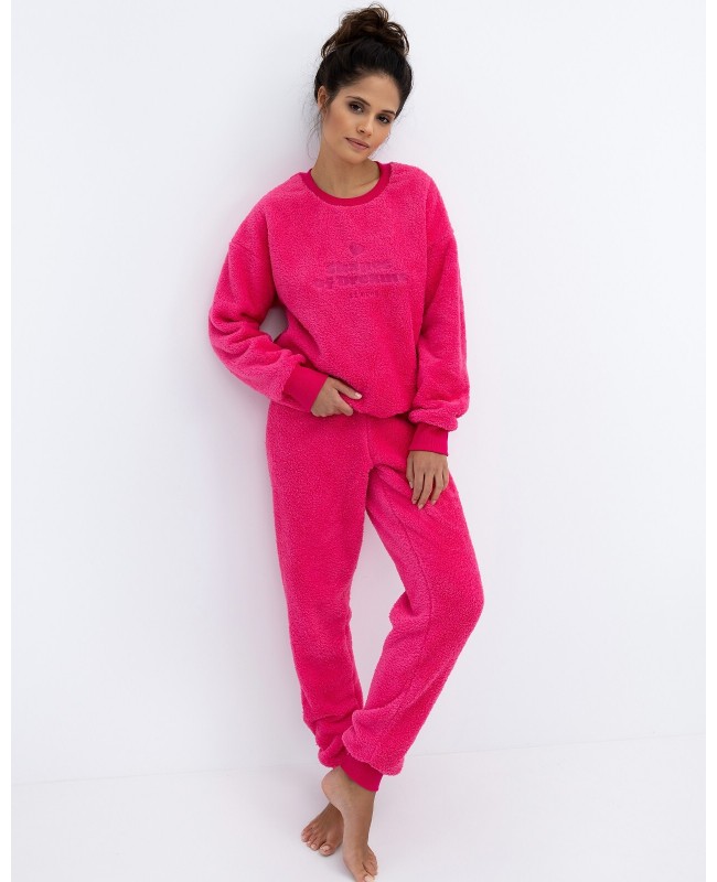 Ciepła piżama damska Sensis Berkley – miękka dzianina soft, dł/r, napis, S-XL