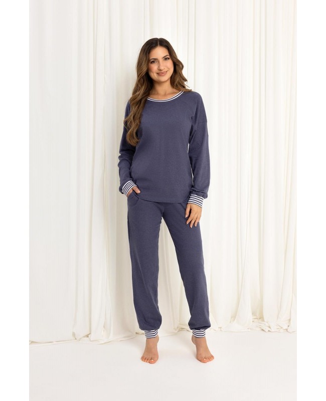 Piżama damska Regina 718 – bawełniany komplet typu homewear z kieszeniami i ściągaczami, idealny do spania i wypoczynku