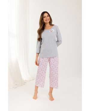 Piżama damska plus size Regina 711 – bawełniana, kwiatowa elegancja w rozmiarach 2XL–4XL