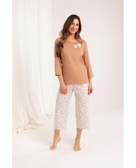 Piżama damska plus size Regina 711 – bawełniana, kwiatowa elegancja w rozmiarach 2XL–4XL