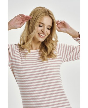 Koszula nocna damska z wiskozy Taro Alessandra 3429 – prążkowana, długi rękaw, luźny fason