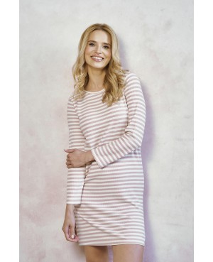 Koszula nocna damska z wiskozy Taro Alessandra 3429 – prążkowana, długi rękaw, luźny fason