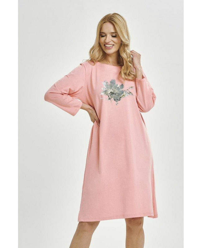 Koszula nocna damska bawełniana Taro Patricia 3461 – długi rękaw, kolorowy nadruk, rękaw kimono