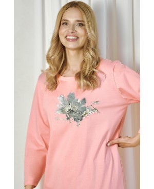 Koszula nocna damska bawełniana Taro Patricia 3461 – długi rękaw, kolorowy nadruk, rękaw kimono