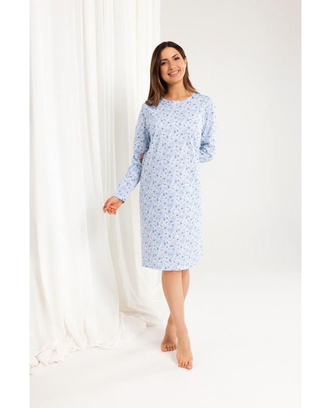 Bawełniana koszula damska Regina 164 dł/r M-XL w kwiaty 100% bawełna