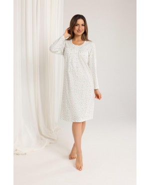 Koszula nocna damska Regina 015 dł/r bawełna klasyczna z guzikami