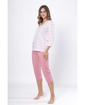 Piżama damska bawełniana rozpinana LEVEZA DOBRUSIA 1636 – wygoda i klasyczny styl w kwiatowym wydaniu