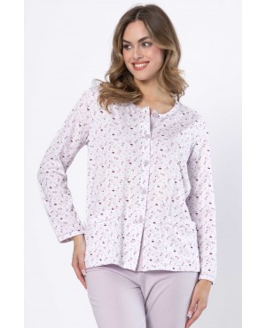 Piżama damska bawełniana rozpinana LEVEZA DANUTA 1637 – elegancja i wygoda w kwiatowym stylu
