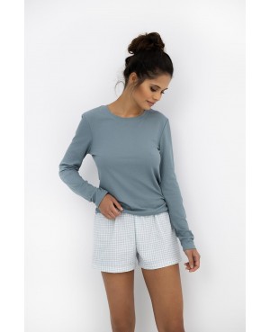 Piżama damska Sensis Kaitlyn – prążkowana bluzka, szorty w kratkę, dł/r S-XL