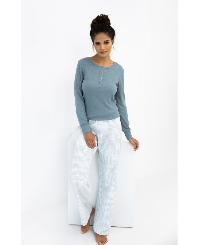 Piżama damska Sensis Janelle – prążkowana bluzka, spodnie w kratkę, dł/r S-XL