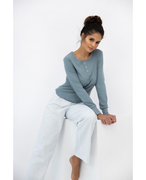 Piżama damska Sensis Janelle – prążkowana bluzka, spodnie w kratkę, dł/r S-XL