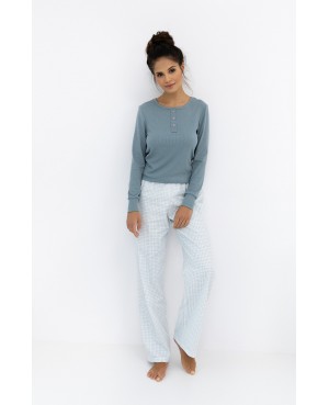 Piżama damska Sensis Janelle – prążkowana bluzka, spodnie w kratkę, dł/r S-XL