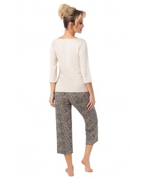 Piżama damska Donna Omari 3/4 S-2XL – wiskoza, rękaw 3/4, rybaczki z printem