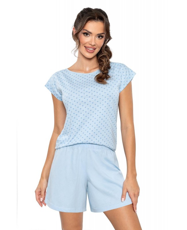 Bawełniana piżama Donna Sky 1/2 S-2XL – kropki, krótki rękaw, jednolite szorty