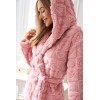 Krótki szlafrok damski L&L Valentina 2553 z kapturem, serca, miękki, S–XL