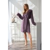 Szlafrok damski L&L 2557 Slim krótki, z kapturem, miękka dzianina S-XL