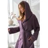 Szlafrok damski L&L 2557 Slim krótki, z kapturem, miękka dzianina S-XL