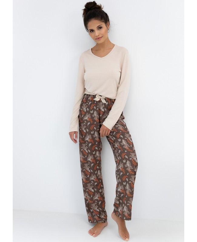 Piżama damska Sensis Shelby dł/r S-XL wiskoza, dekolt V, wzorzyste spodnie