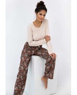 Piżama damska Sensis Shelby dł/r S-XL wiskoza, dekolt V, wzorzyste spodnie