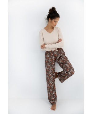 Piżama damska Sensis Shelby dł/r S-XL wiskoza, dekolt V, wzorzyste spodnie