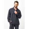 Piżama męska Key MNS 480 B25 dł/r flanelowa w kratkę, rozpinana z kieszeniami M-2XL