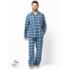 Piżama męska Key MNS 492 B25 dł/r flanelowa w kratkę, rozpinana z kieszeniami M-2XL