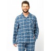 Piżama męska Key MNS 492 B25 dł/r flanelowa w kratkę, rozpinana z kieszeniami M-2XL