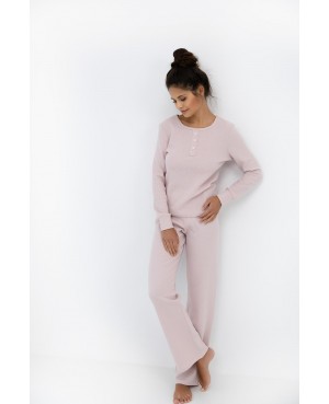 Piżama damska bawełniana Sensis Arlette dł/r S-XL waflowa dzianina, długie spodnie