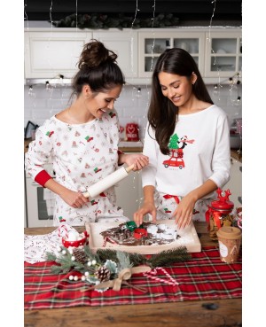 Piżama damska bawełniana Sensis Lillian 3/4 Christmas świąteczna satynowa kokardka dł/spodnie ściągacze