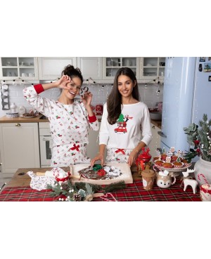 Piżama damska bawełniana Sensis Lillian 3/4 Christmas świąteczna satynowa kokardka dł/spodnie ściągacze