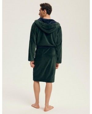 Szlafrok męski z kapturem Henderson 43377 Natch miękki ciepły kieszenie