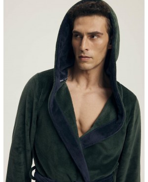 Szlafrok męski z kapturem Henderson 43377 Natch miękki ciepły kieszenie