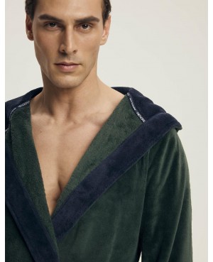 Szlafrok męski z kapturem Henderson 43377 Natch miękki ciepły kieszenie